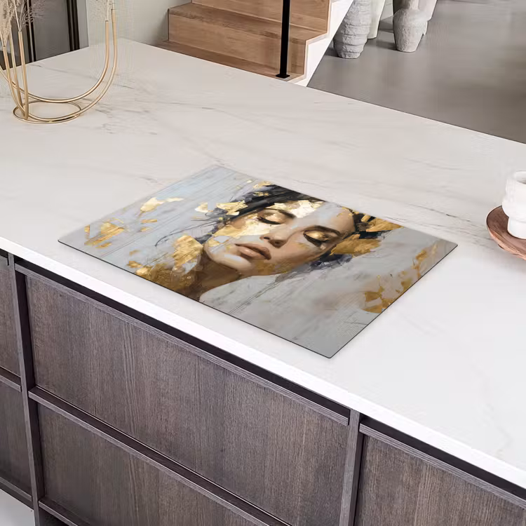 Sierlijk - Vrouw - Goud - Ogen Inductie beschermer vinyl 3mm klein -sfeer8