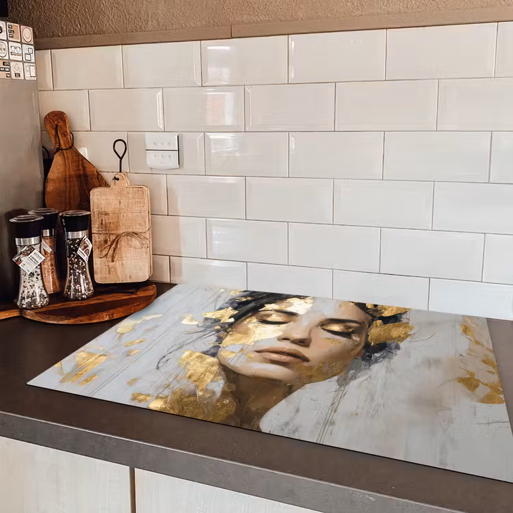Sierlijk - Vrouw - Goud - Ogen Inductie beschermer vinyl 3mm klein -sfeer3