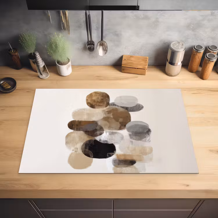 Ovaal - Kleurvlakken - Penseelstreken Inductie beschermer vinyl 3mm klein -sfeer5