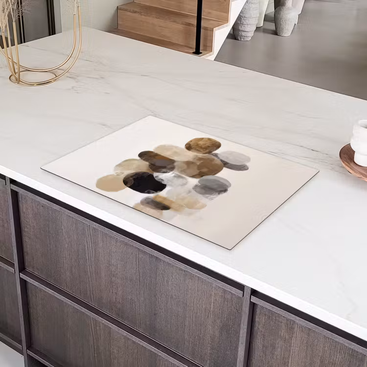 Ovaal - Kleurvlakken - Penseelstreken Inductie beschermer vinyl 3mm klein -sfeer8
