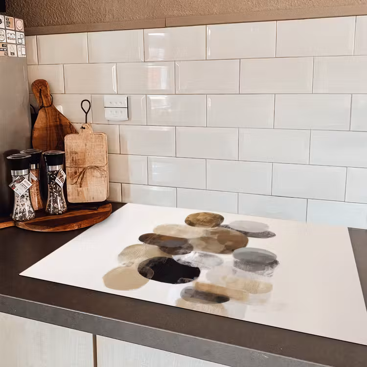 Ovaal - Kleurvlakken - Penseelstreken Inductie beschermer vinyl 3mm klein -sfeer3