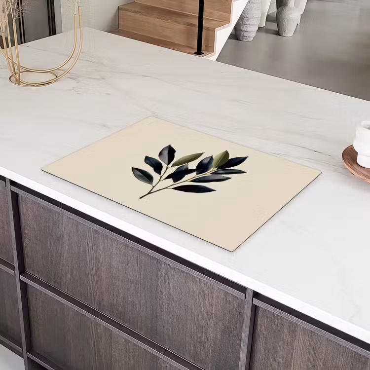 Ovaal - Olijfgroen - Simpel Inductie beschermer vinyl 3mm klein -sfeer8