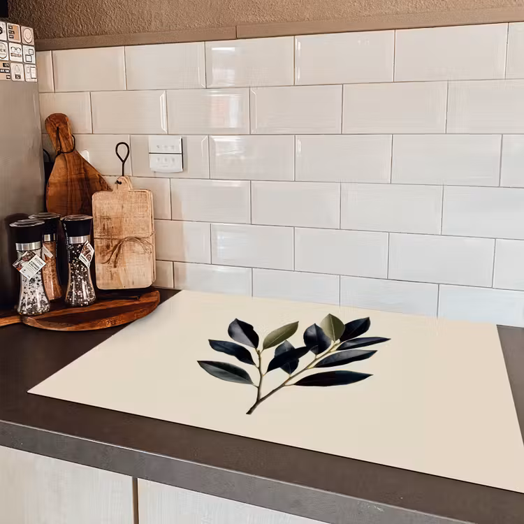 Ovaal - Olijfgroen - Simpel Inductie beschermer vinyl 3mm klein -sfeer3