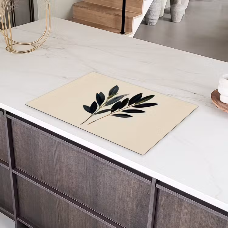 Ovaalvormige bladeren - Diep groen - Symmetrisch Inductie beschermer vinyl 3mm klein -sfeer8
