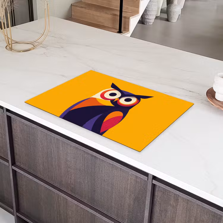Uil - Grafisch - Kleurrijk - Ogen Inductie beschermer vinyl 3mm klein -sfeer8
