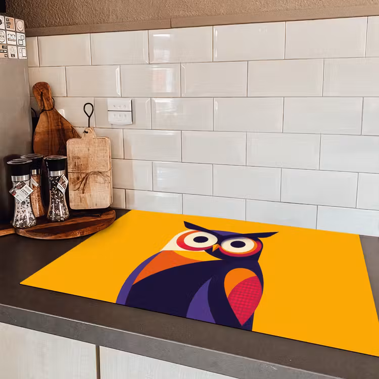 Uil - Grafisch - Kleurrijk - Ogen Inductie beschermer vinyl 3mm klein -sfeer3