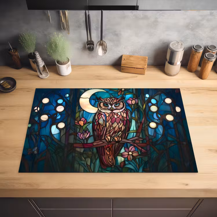 Uil - Mozaïek - Maan - Nacht Inductie beschermer vinyl 3mm klein -sfeer5