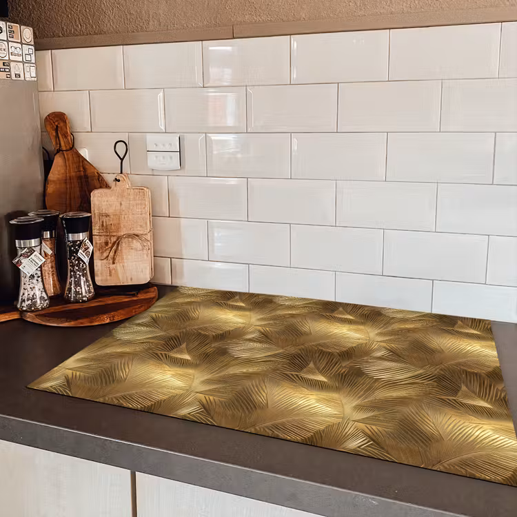 Palm - Waaier - Goud Inductie beschermer vinyl 3mm klein 276 -sfeer3
