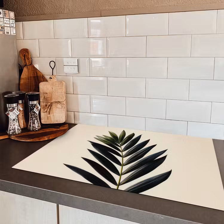 Palmblad - Donkere bladen - Subtiel Inductie beschermer vinyl 3mm klein -sfeer3