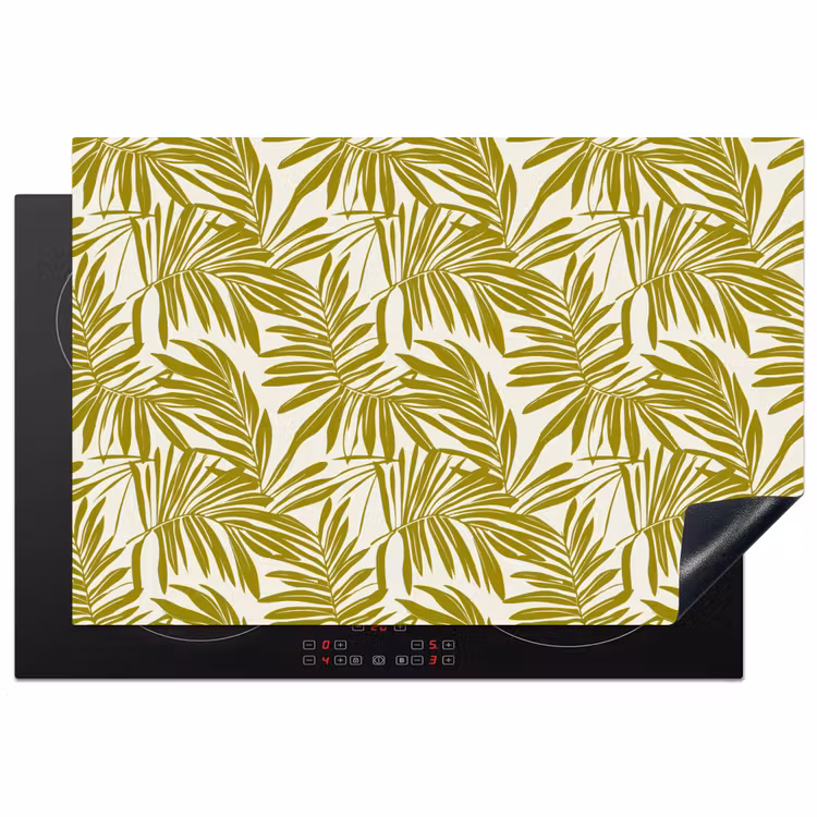 Palmblad - Patroon - Groen Inductie beschermer vinyl 3mm klein 276 -3d