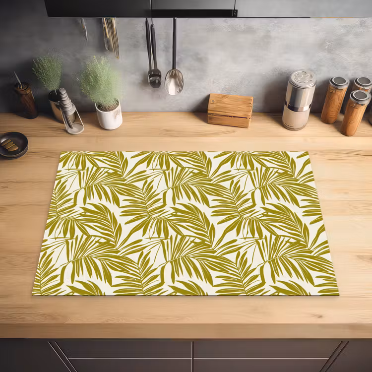 Palmblad - Patroon - Groen Inductie beschermer vinyl 3mm klein 276 -sfeer5