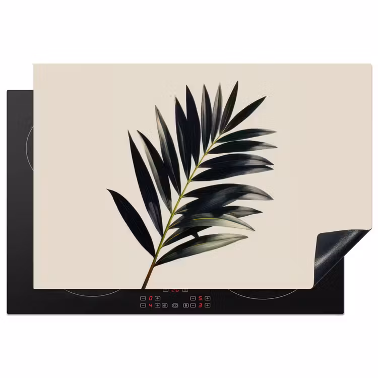 Palmblad - Subtiel - Groen - beige Inductie beschermer vinyl 3mm klein -3d