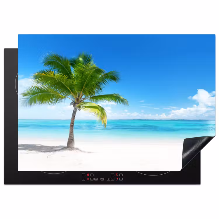 Palmboom - Strand - Zee - Zomer Inductie beschermer vinyl 3mm middel -3d