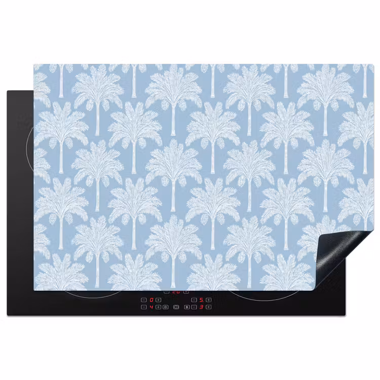 Palmboom - Modern - Blauw Inductie beschermer vinyl 3mm klein 276 -3d