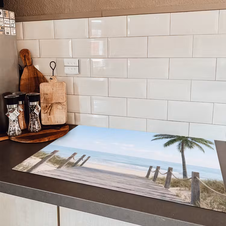 Palmbomen - Pad - Horizon Inductie beschermer vinyl 3mm klein -sfeer3