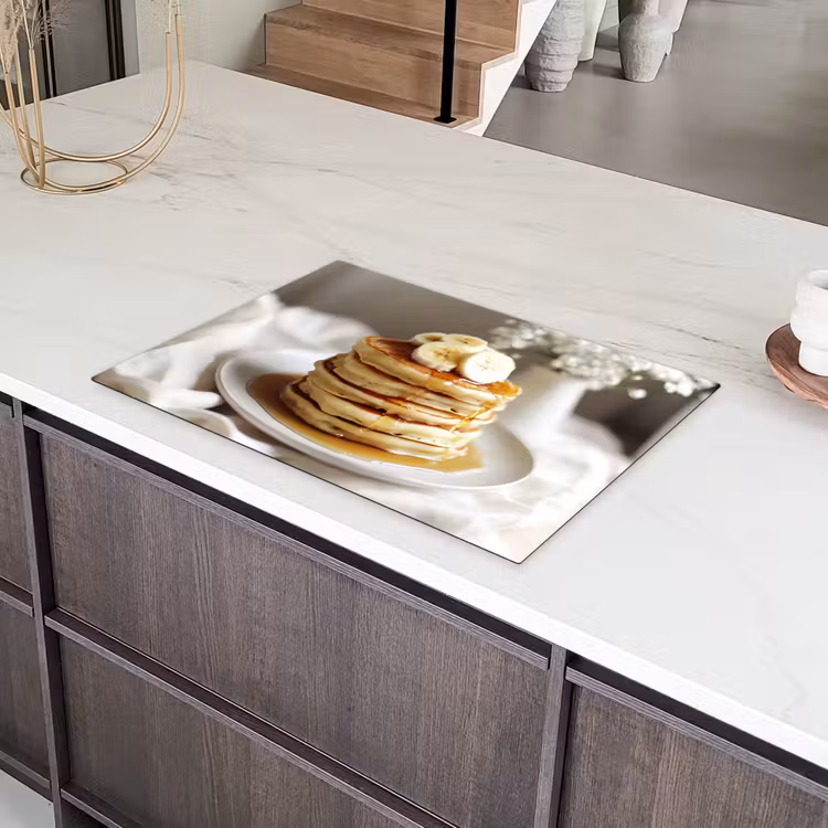 Pannenkoeken - Banaan - Siroop - Wit - Beige Inductie beschermer vinyl 3mm klein -sfeer8