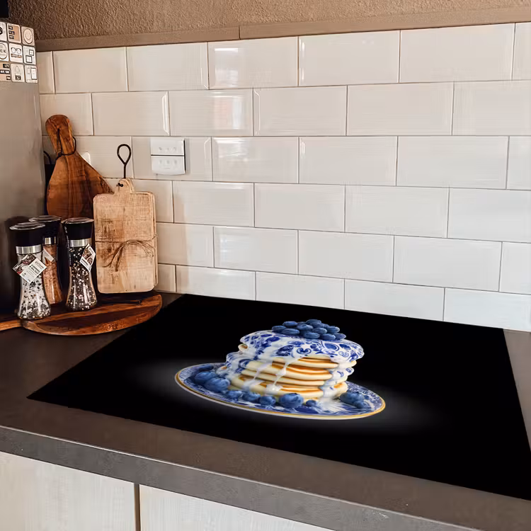 Pannenkoeken - Blauwe Bessen - Bord Inductie beschermer vinyl 3mm klein -sfeer3