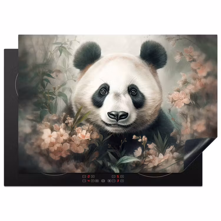 Panda - Dieren - Bloemen - Planten Inductie beschermer vinyl 3mm middel -3d