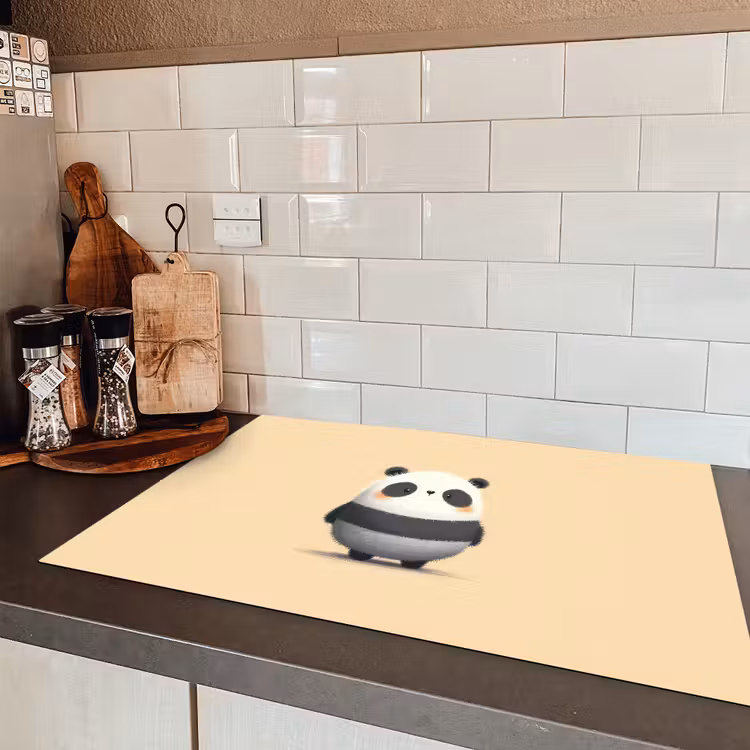 Panda - Beige - Minimalistisch Inductie beschermer vinyl 3mm klein -sfeer3