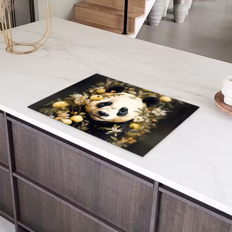 Panda - Pandabeer - Wilde dieren - Natuur - Bloemen Inductie beschermer vinyl 3mm middel -sfeer8