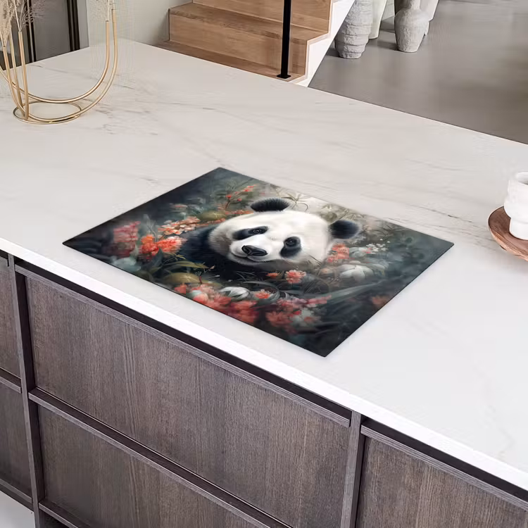 Panda - Wilde dieren - Bloemen - Natuur Inductie beschermer vinyl 3mm middel -sfeer8