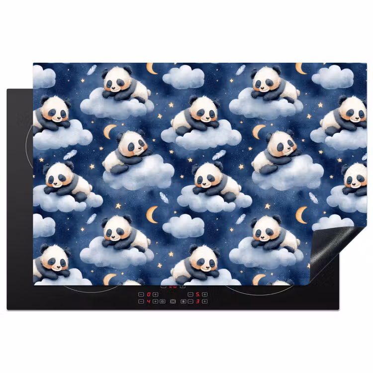 Panda's - Slapen - Blauw Inductie beschermer vinyl 3mm klein 276 -3d