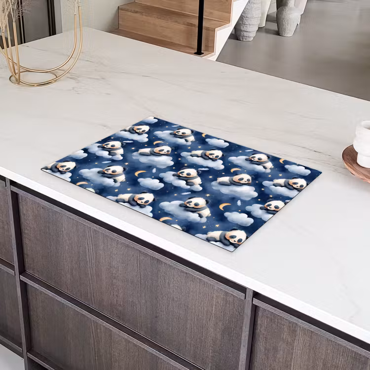 Panda's - Slapen - Blauw Inductie beschermer vinyl 3mm klein 276 -sfeer8