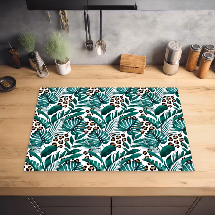 Panterprint - Bladeren - Jungle Inductie beschermer vinyl 3mm middel -sfeer5