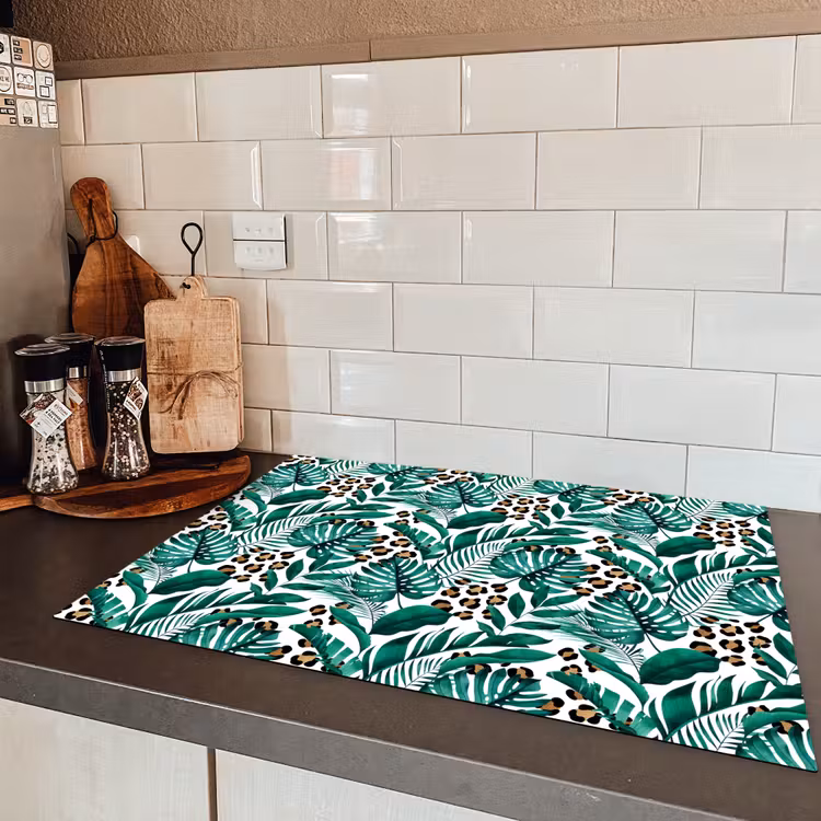 Panterprint - Bladeren - Jungle Inductie beschermer vinyl 3mm middel -sfeer3