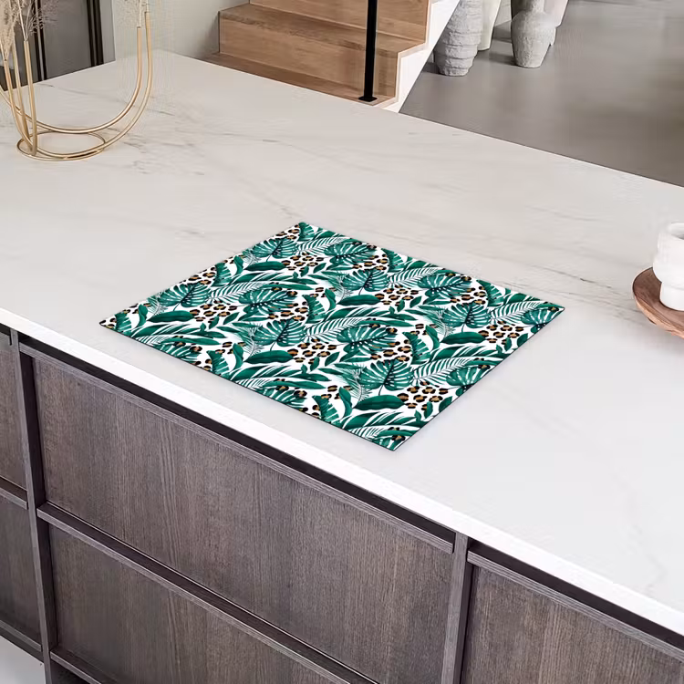 Inductie beschermer - Panterprint - Bladeren - Jungle - Afdekplaat voor kookplaat Inductie beschermer vinyl 3mm groot -sfeer8