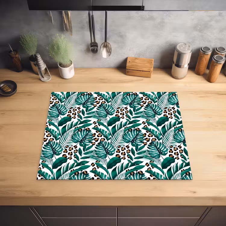 Inductie beschermer - Panterprint - Bladeren - Jungle - Afdekplaat voor kookplaat Inductie beschermer vinyl 3mm groot -sfeer5