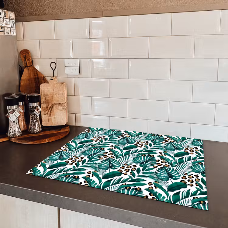 Inductie beschermer - Panterprint - Bladeren - Jungle - Afdekplaat voor kookplaat Inductie beschermer vinyl 3mm groot -sfeer3
