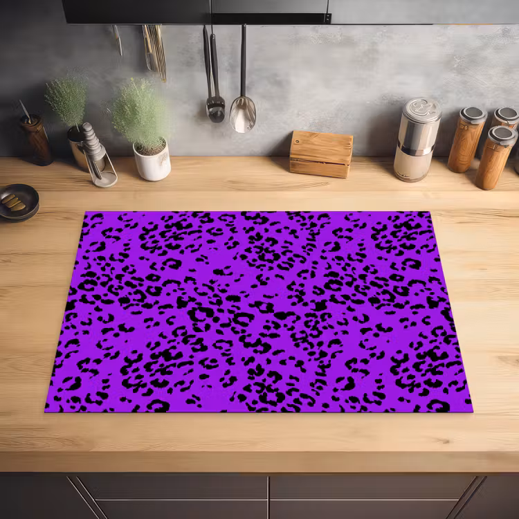 Panterprint - Paars - Patroon Inductie beschermer vinyl 3mm klein 276 -sfeer5