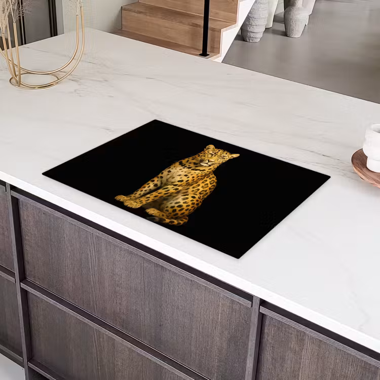 Panter - Realistisch - Bruin Inductie beschermer vinyl 3mm klein -sfeer8