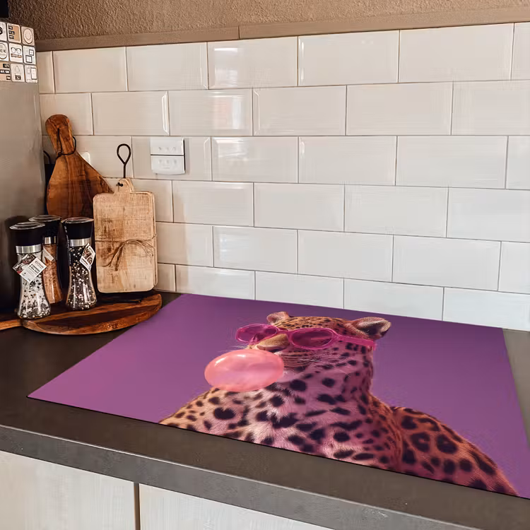 Panter - Zonnebril - Kauwgombel - Roze Inductie beschermer vinyl 3mm klein -sfeer3
