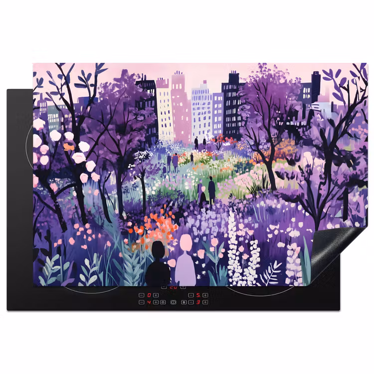 Park - Bomen - Bloemen - Gebouwen Inductie beschermer vinyl 3mm klein -3d