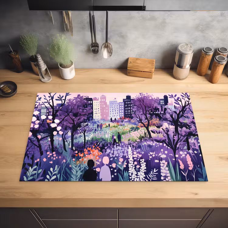 Park - Bomen - Bloemen - Gebouwen Inductie beschermer vinyl 3mm klein -sfeer5