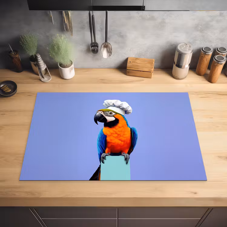 Papegaai - Koksmuts - Vogel - Leuk Inductie beschermer vinyl 3mm klein -sfeer5