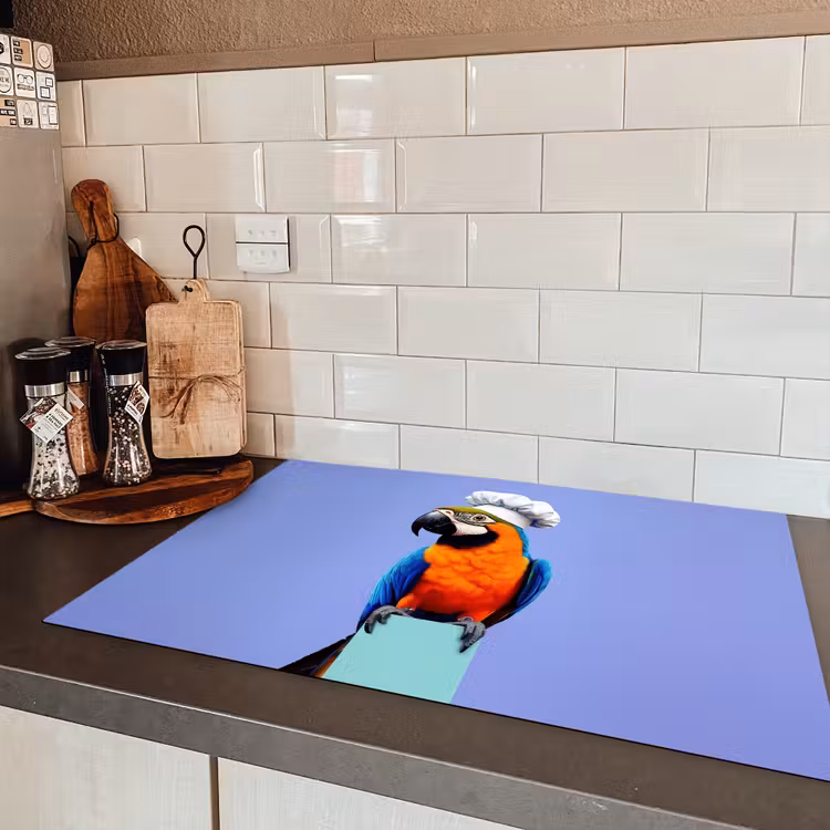Papegaai - Koksmuts - Vogel - Leuk Inductie beschermer vinyl 3mm klein -sfeer3