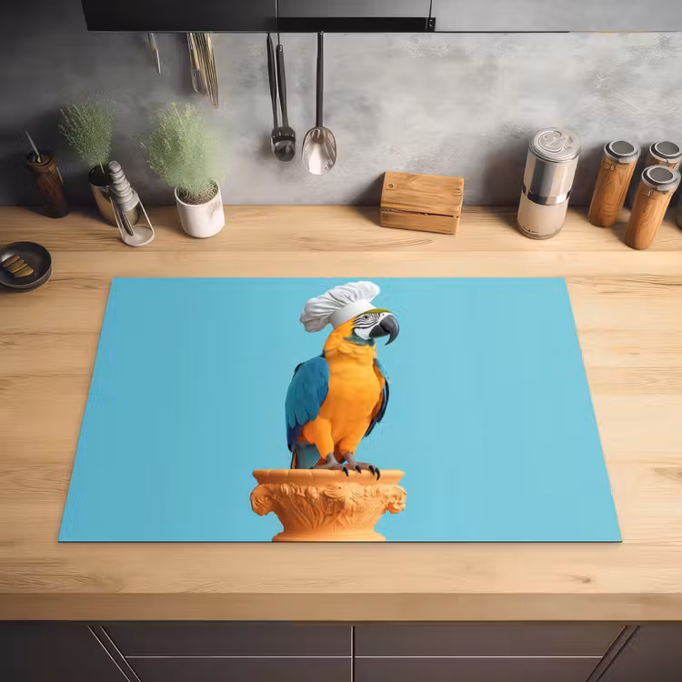 Papegaai - Koksmuts - Grappig - Vogel Inductie beschermer vinyl 3mm klein -sfeer5