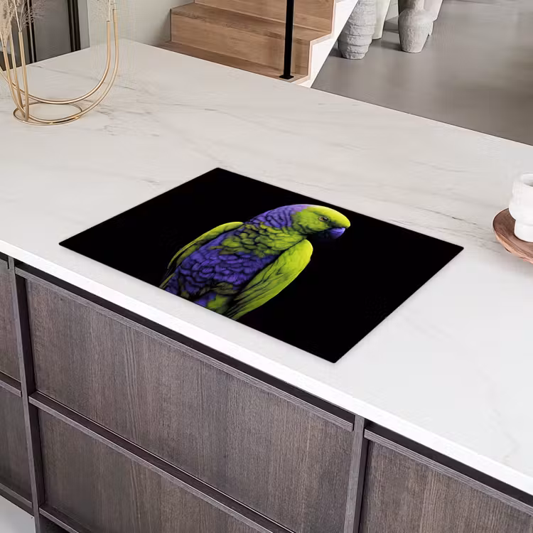 Papegaai - Veren - Opvallend - Groen Inductie beschermer vinyl 3mm klein -sfeer8