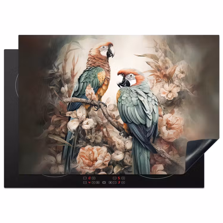 Papegaaien - Vogels - Natuur - Bloemen Inductie beschermer vinyl 3mm middel -3d