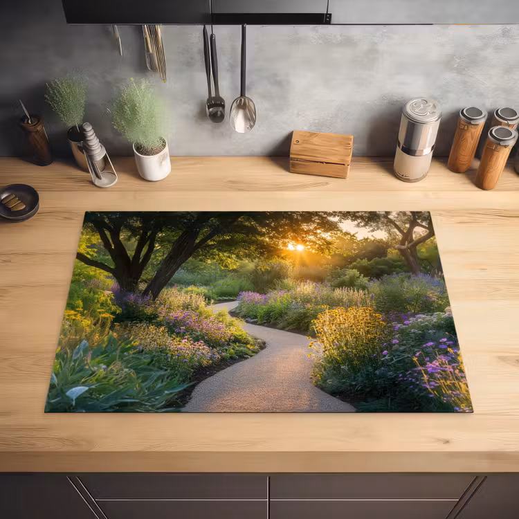 Pad - Bloemen - Park Inductie beschermer vinyl 3mm klein -sfeer5