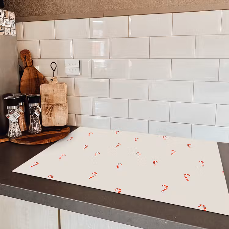 Patroon - Zuurstokken - Beige Inductie beschermer vinyl 3mm klein 276 -sfeer3