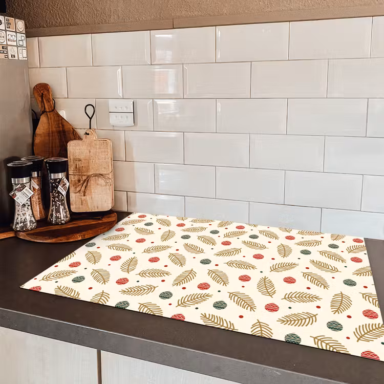 Patroon - Kerst - Symbolen - Beige Inductie beschermer vinyl 3mm klein 276 -sfeer3
