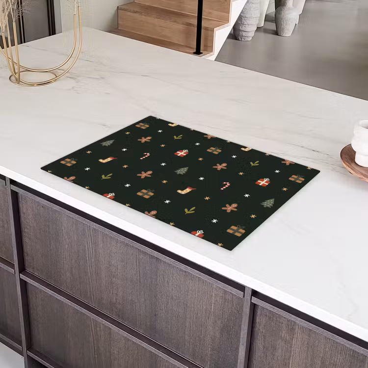 Patroon - Kerstsymbolen - Groen Inductie beschermer vinyl 3mm klein 276 -sfeer8