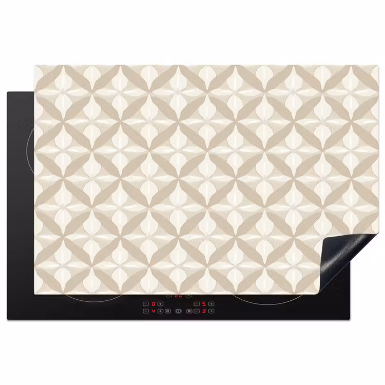 Patroon - Klassiek - Beige Inductie beschermer vinyl 3mm klein 276 -3d