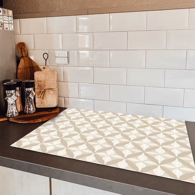 Patroon - Klassiek - Beige Inductie beschermer vinyl 3mm klein 276 -sfeer3