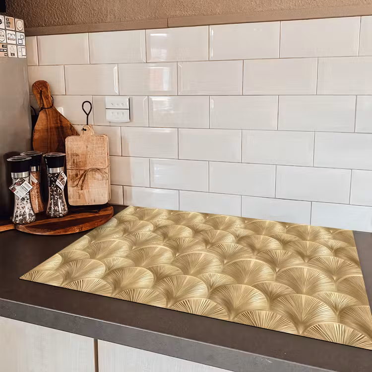 Patroon - Waaier - Goud Inductie beschermer vinyl 3mm klein 276 -sfeer3