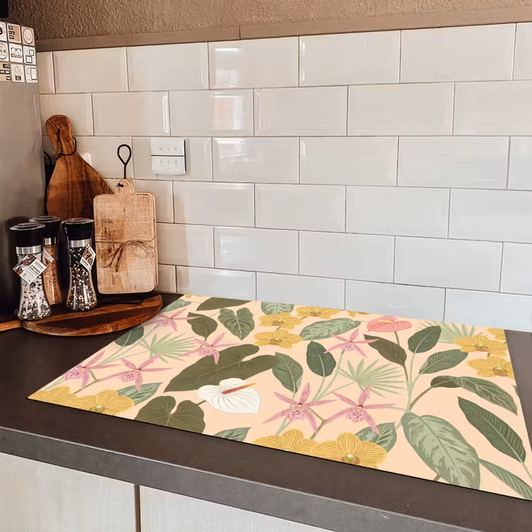 Patroon - Bloemen - Kleurrijk Inductie beschermer vinyl 3mm klein -sfeer3